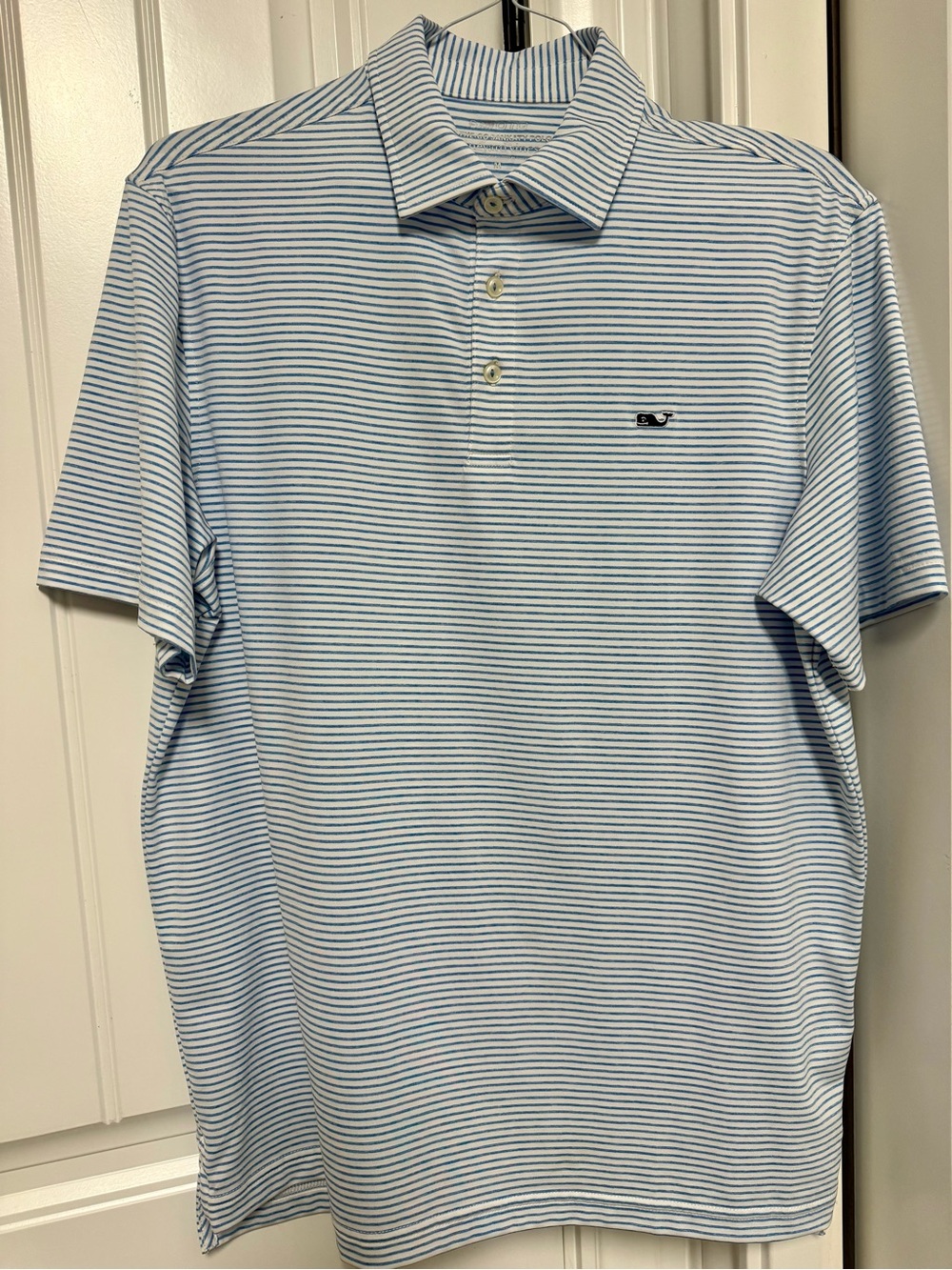 Vineyard Vines Light Blue and White Striped Polo